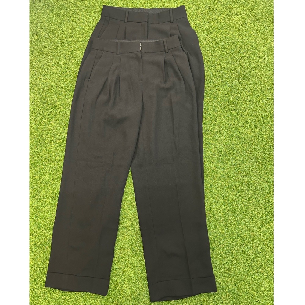 J.Crew Essential Wide Leg Pant Black Pleated Cuffed Trousers lot of 2 Size 4